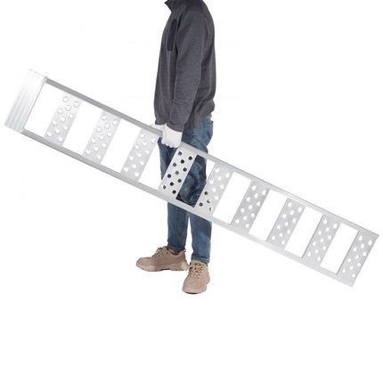 VEVOR Aluminium oprijplaten Rechte oprit met treden en draagriemen, draagbare laadramp voor motorfietsen, ATV's, vrachtwagens, grasmaaiers, crossmotoren, tuintractoren, 2 stuks 600 kg laadvermogen