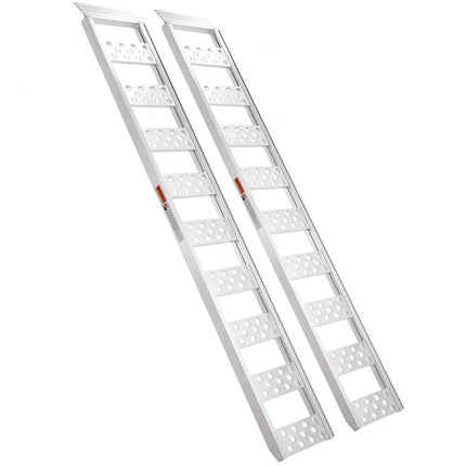 VEVOR Aluminium oprijplaten Rechte oprit met treden en draagriemen, draagbare laadramp voor motorfietsen, ATV's, vrachtwagens, grasmaaiers, crossmotoren, tuintractoren, 2 stuks 600 kg laadvermogen