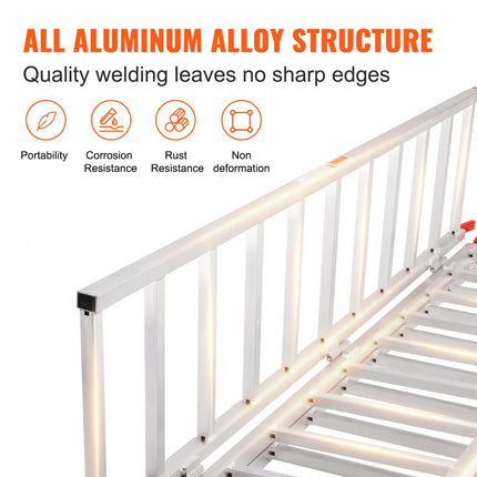 VEVOR aluminium oprijplaten, drievoudige oprijplaat met spanbanden, 700 kg opvouwbare laadbrug voor motorfietsen, tractoren, ATV/UTV, vrachtwagens, grasmaaiers, sneeuwblazers, 1956 x 1379 x 38 mm 1 stuk