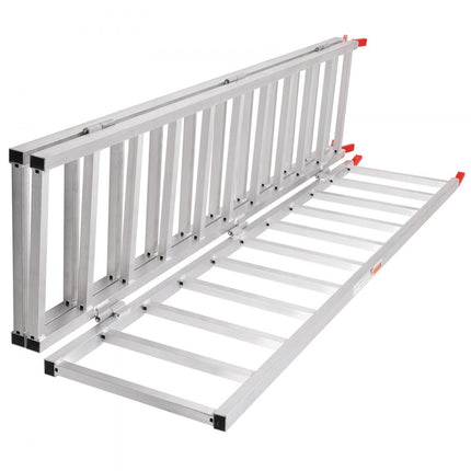VEVOR aluminium oprijplaten, drievoudige oprijplaat met spanbanden, 700 kg opvouwbare laadbrug voor motorfietsen, tractoren, ATV/UTV, vrachtwagens, grasmaaiers, sneeuwblazers, 1956 x 1379 x 38 mm 1 stuk