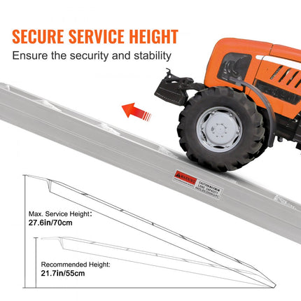 VEVOR Aluminium oprijplaten Heavy Duty oprijplaten met bovenste haakbevestiging Universele laadbrug voor motorfietsen, tractoren, ATV/UTV, vrachtwagens, grasmaaiers, 4T, 2 stuks