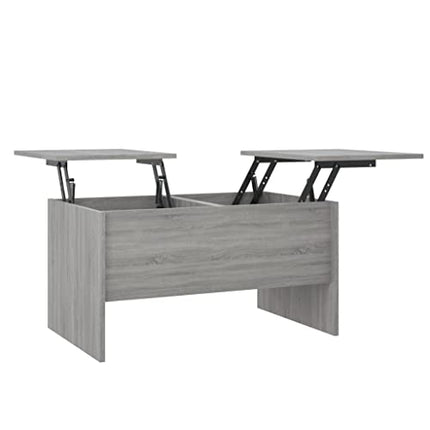 Derins Couchtisch Höhenverstellbar Kaffeetisch Wohnzimmertisch Beistelltisch Sofatisch mit Stauraum Grau Sonoma 80x50x42,5cm Holzwerkstoff