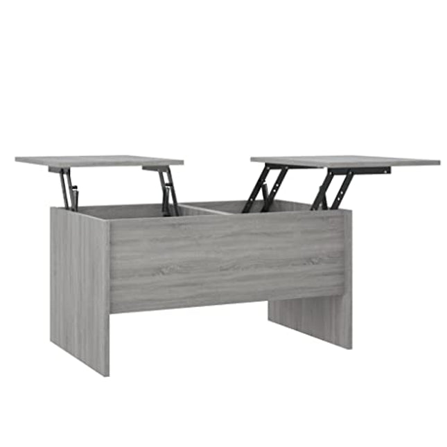 Derins Couchtisch Höhenverstellbar Kaffeetisch Wohnzimmertisch Beistelltisch Sofatisch mit Stauraum Grau Sonoma 80x50x42,5cm Holzwerkstoff