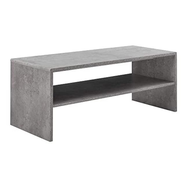 Derins Couchtisch mit Ablage in Beton-Optik Beistelltisch Wohnzimmertisch 100x40x40cm Sofatisch