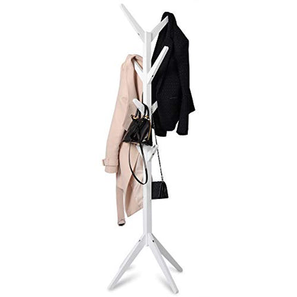 Derins Kleiderständer mit 8 Haken Garderobenständer Hängeregal Wäscheständer Gestell Aufhänger 180cm Höhe aus Massive Holz