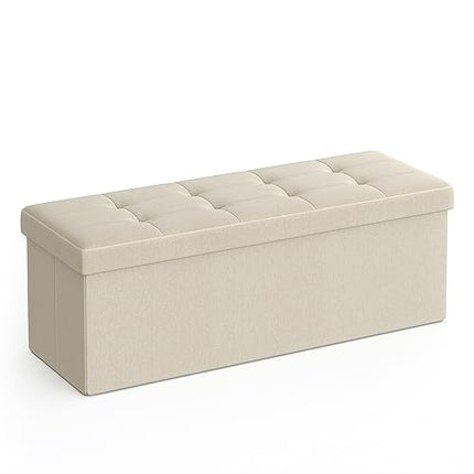 Derins 110 cm Sitzbank mit Stauraum, klappbare Sitztruhe, Aufbewahrungsbox, Fußbank, beige LSF77BE