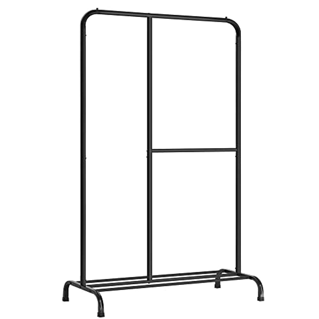 Derins Kleiderständer, Kleiderstange, bis 100 kg belastbar, mit verstellbarer Stange, für Schlafzimmer, Wohnzimmer, Flur, schwarz HSR103B01