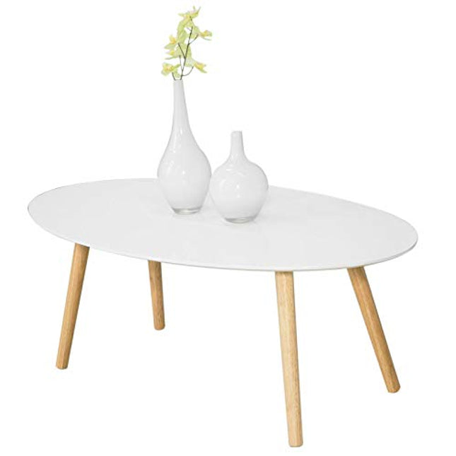 Derins FBT61-W Couchtisch mit Holzbeinen Wohnzimmertisch Sofatisch weiß BHT ca: 105x40x60cm