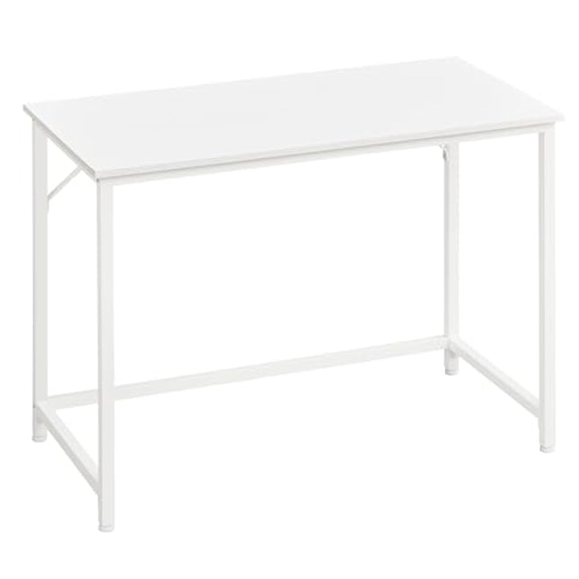Derins Schreibtisch, Kleiner Computertisch, Bürotisch, für Arbeitszimmer, Schlafzimmer, 50 x 100 x 76 cm, modern, Metallgestell, ahornweiß LWD041W44