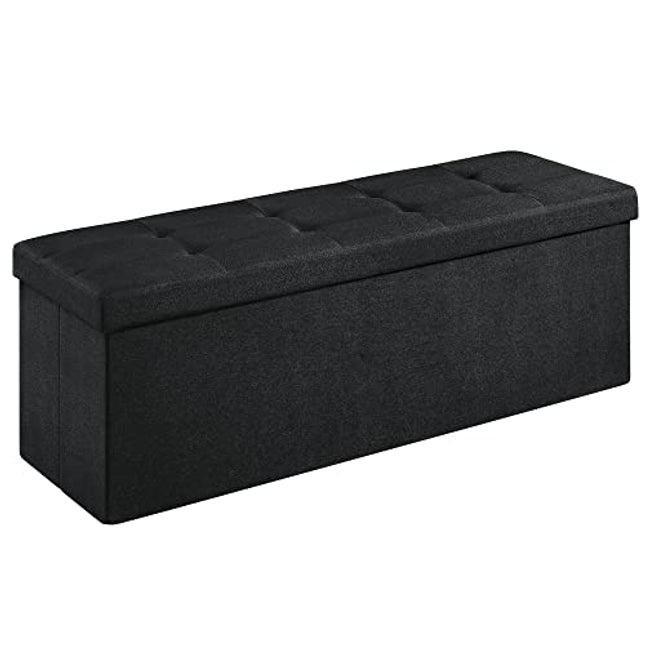 Derins 110 cm Sitzbank mit Stauraum, klappbare Sitztruhe, Aufbewahrungsbox, Fußbank, basisschwarz LSF077B01