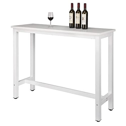 Derins BT30ws 1x Bartisch Bistrotisch Stehtisch Esstisch, Metallgestell, Tischplatte aus MDF, Weiß, 140x40x100cm(BxTxH)