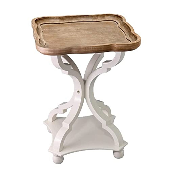 Derins Beistelltisch Holz Kleiner Couchtisch im Landhausstil Beistelltische fürs Wohnzimmer Schlafzimmer Balkon, Kaffee und Blumen, einfach zu montieren, Modern Deko Holz Tisch, 45x45x63.5 cm