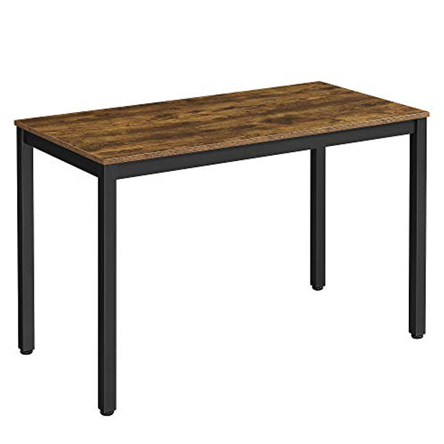 Derins Schreibtisch,großer Computertisch im Industrie-Design, stabiles Metallgestell, multifunktional, fürs Home Office, Wohnzimmer, Arbeitszimmer, robust, Holzoptik, Vintage, braun LWD64X