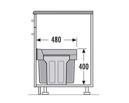 Derins Abfallsammler Tandem 3666101 | für Schränke ab 300 mm Breite | Einbau Mülleimer 2 x 15L | Vollauszug mit Teleskopschienen | Anthrazit
