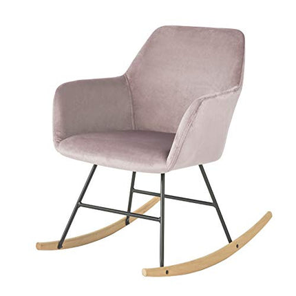 Derins FST68-P Schaukelsessel Schaukelstuhl Relax Stuhl Sessel aus Samt und Buche Pink Belastbarkeit: 150kg