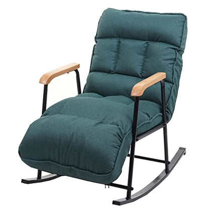 Derins HWC-K40, Schaukelsessel Schwingstuhl Relaxsessel, Liegefunktion Metall - Stoff/Textil dunkelgrün