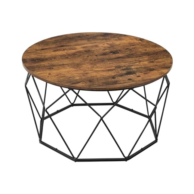 Derins Couchtisch, Beistelltisch, Wohnzimmertisch, Sofatisch, Stahlgestell, für Wohnzimmer, Schlafzimmer, Arbeitszimmer, Industrie-Design, vintagebraun-schwarz LCT040B01