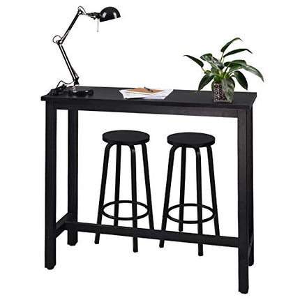 Derins BT17sz+BH237sz-2 1xBartisch + 2xBarhocker Stehtisch Esstisch Bistrotisch Bartheke Tresentisch Metallgestell MDF Schwarz 120x40x100cm(BxTxH)