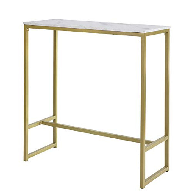 Derins FSB34-G Bartisch mit goldenem Metallrahmen Stehtisch Bartresen Tresentisch Küchentheke Küchenbar BHT ca.: 100x106x40cm
