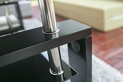 Derins  Glas Wohnzimmer Kaffee Tisch schwarz Modern Rechteck mit Unterer Ablage Schwarz