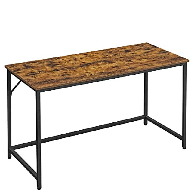 Derins  Schreibtisch, Computertisch, Bürotisch, für Arbeitszimmer, Schlafzimmer, 60 x 140 x 76 cm, Industrie-Design, Metallgestell, vintagebraun-schwarz LWD043B01