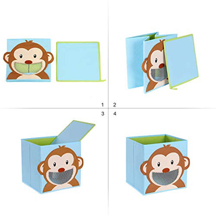 Derins Aufbewahrungsbox Kinder, 3er Set, Spielzeugkisten, Faltboxen, fÜrs Kinderzimmer, Babyzimmer, 27 x 27 x 27 cm, Tiermotive, bunt RFB01KU