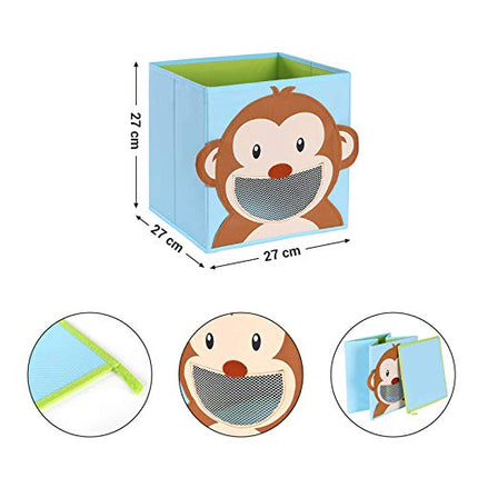 Derins Aufbewahrungsbox Kinder, 3er Set, Spielzeugkisten, Faltboxen, fÜrs Kinderzimmer, Babyzimmer, 27 x 27 x 27 cm, Tiermotive, bunt RFB01KU