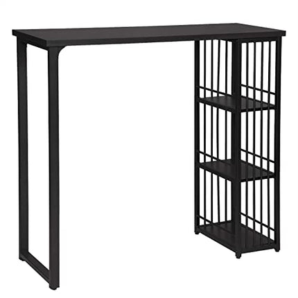 Derins Bartisch BT26sz Stehtisch Bistrotisch Bartheke Tresentisch, mit 3 Ablagefläche, Metallgestell, MDF, 120x40x105cm(BxTxH), Schwarz