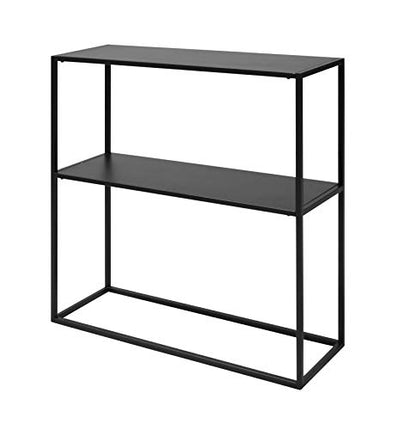 Derins Furniture Nino Konsolentisch mit 1 Ablage, Industrieller aus Metall, Schwarzer Beistelltisch, Industrielles Möbel, Wohnzimmermöbel, Flurmöbel, B: 79,5 x H: 80,5 x T: 26 cm
