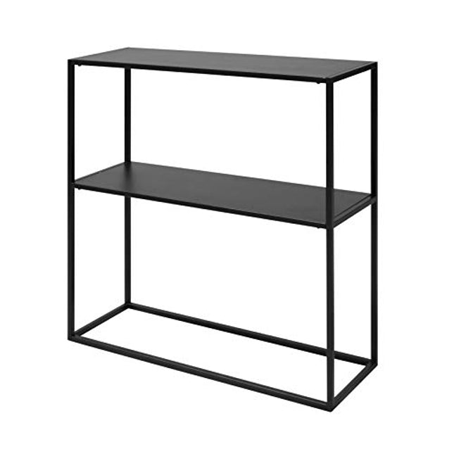 Derins Furniture Nino Konsolentisch mit 1 Ablage, Industrieller aus Metall, Schwarzer Beistelltisch, Industrielles Möbel, Wohnzimmermöbel, Flurmöbel, B: 79,5 x H: 80,5 x T: 26 cm