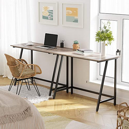 Derins Schreibtisch, Computertisch, Homeoffice, Büro, Arbeitszimmer, Wohnzimmer, stabil, platzsparend, einfacher Aufbau, Industrie-Design, 100 x 50 x 75 cm, Greige-schwarz LWD040B02