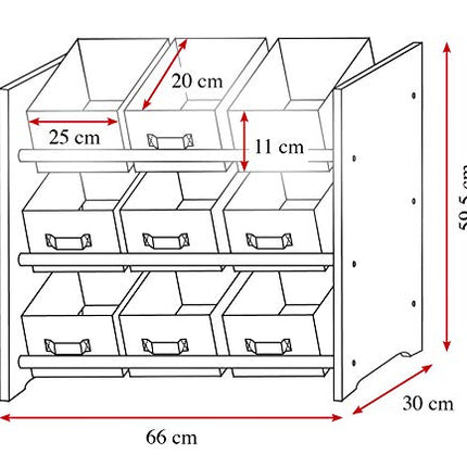 Kesper | Kinderregal mit Boxen, Material: Faserplatte, Maße: 66 x 30 x 59,5 cm, Farben: Weiß, Grün, Blau | 17716 13