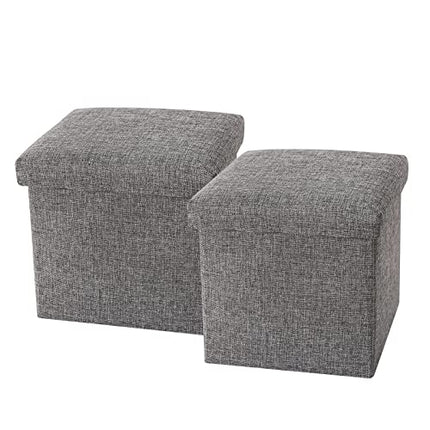 Derins Faltbarer Sitzhocker, Sitzhocker mit Stauraum, Sitzwürfel mit Deckel, Aufbewahrungsbox, faltbar Sitzcube mit Stauraum (Zwei S(30x30x30 cm))