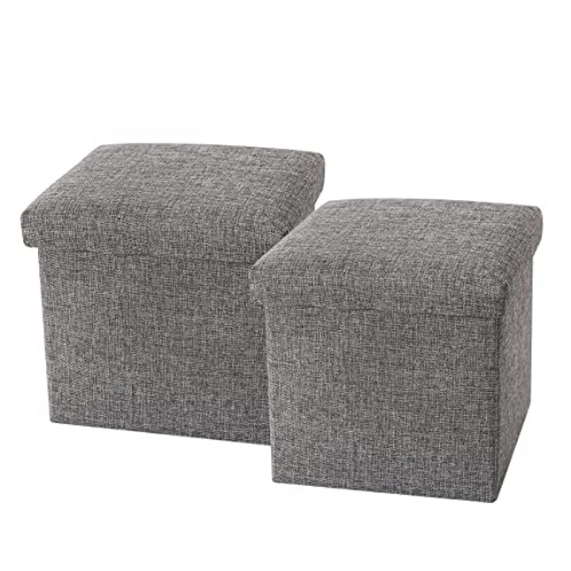 Derins Faltbarer Sitzhocker, Sitzhocker mit Stauraum, Sitzwürfel mit Deckel, Aufbewahrungsbox, faltbar Sitzcube mit Stauraum (Zwei S(30x30x30 cm))