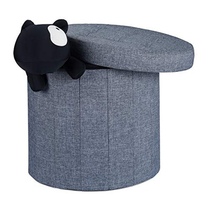 Derins Sitzhocker mit Stauraum Größe L, Fußhocker mit Deckel, Polsterhocker zur Aufbewahrung, 43x45x45 cm, dunkelgrau