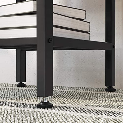 Derins Stehtisch, Bartisch, 110 x 40 x 90 cm, mit Halterungen für Weingläser und Flaschen, Küchentisch, für Wohnzimmer, Küche, Industrie-Design, vintagebraun-schwarz LBT013B01