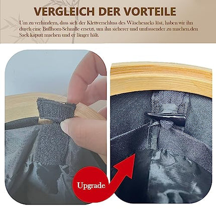 Derins Große Faltbarer Wäschekorb mit Deckel 3 facher Abnehmbarer Wäschesack,Waschekorbsammler，Wäschebox Wäschetonne，Faltbarer Bambus-Wäschesortierer，laundry baskets，körbe aufbewahrung (160L Schwarz)