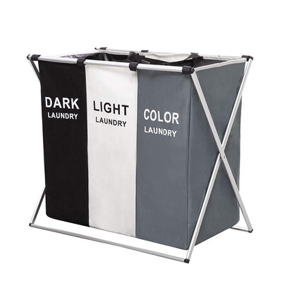 Derins Wäschekorb 3 Fächer Große Faltbare Schmutziger Korb Wasserdicht WÄschesammler Platz Kleidung Klassifizierung Hell/Dunkel/Gefärbt (68 * 38 * 60cm, 3 Fächer)