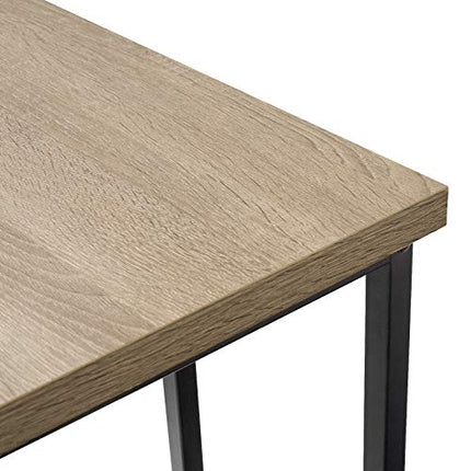 Derins BT25hei+BH130sz-2 1x Bartisch + 2X Barhocker Stehtisch Bistrotisch Bartheke Tresentisch, mit 2 Ablagefläche, Metallgestell, MDF, 120x50x105cm(BxTxH)