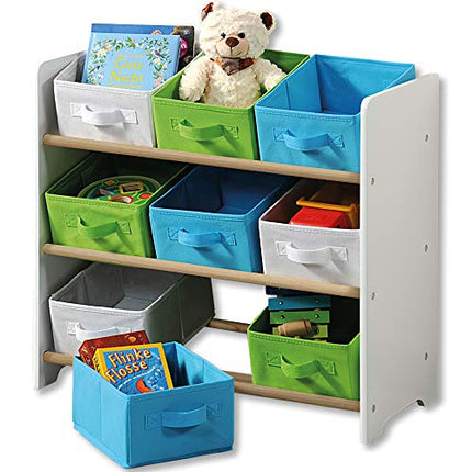 Kesper | Kinderregal mit Boxen, Material: Faserplatte, Maße: 66 x 30 x 59,5 cm, Farben: Weiß, Grün, Blau | 17716 13