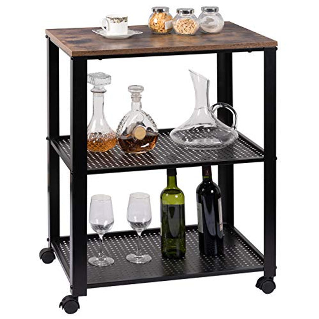 Derins Servierwagen Küchenwagen Küchenregal Rollwagen Metall Retro Rollbar 60x40x76cm RW032dc