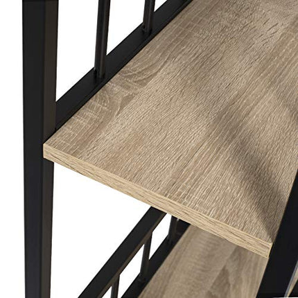 Derins BT25hei+BH130sz-2 1x Bartisch + 2X Barhocker Stehtisch Bistrotisch Bartheke Tresentisch, mit 2 Ablagefläche, Metallgestell, MDF, 120x50x105cm(BxTxH)