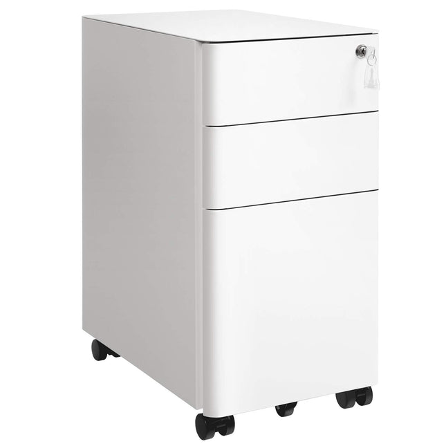 SONGMICS Roll container, filing cabinet, office cabinet with wheels and lock, for documents in DIN A4, legal and letter format, suspension file, white OFC030W01