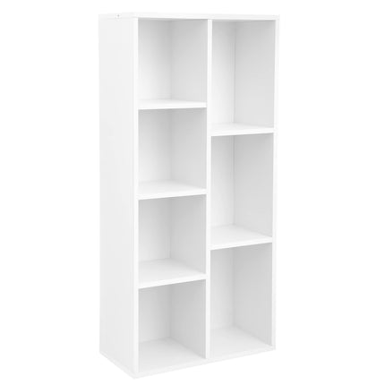 VASAGLE Bücherregal, Würfelregal, Kinderregal, freistehendes Regal, Büroregal, mit 7 Fächern, offen, für Wohnzimmer, Arbeitszimmer, Kinderzimmer, Büro, als Raumteiler, 50 x 24 x 106 cm, weiß LBC27WT