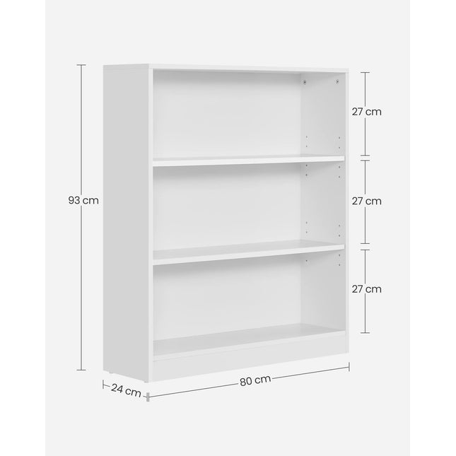 VASAGLE Boekenkast, vrijstaand, met 3 vakken, 80 x 24 x 93 cm