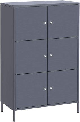 SONGMICS Metal Cabinet with 3 Shelves, File Cabinet with Double Doors, Office Cabinet, Tool Cabinet, for Garage, Workshop, 65 x 36 x 105.2 cm, with 15 kg load per level, Gray OMC06GB