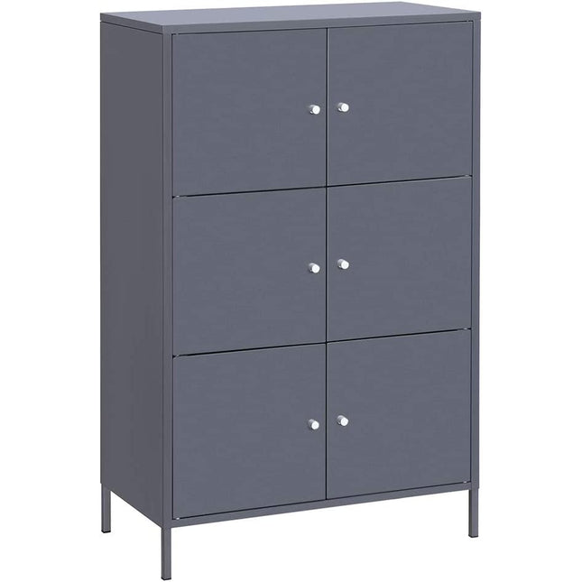 SONGMICS Metal Cabinet with 3 Shelves, File Cabinet with Double Doors, Office Cabinet, Tool Cabinet, for Garage, Workshop, 65 x 36 x 105.2 cm, with 15 kg load per level, Gray OMC06GB
