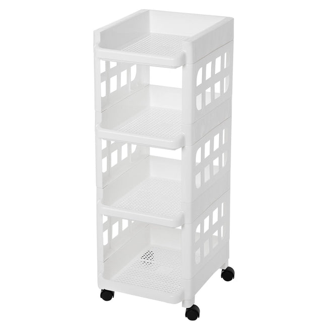SONGMICS KSC02WT Rolling Shelf Made of Plastic PP Multifunctional Trolley Space Saving for Kitchen Bathroom Storage Kitchen Trolley