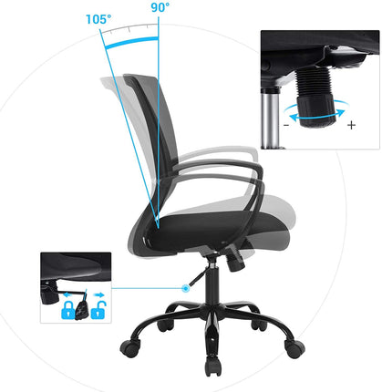 Songmics Obn22Bk Office Chair, Tilt Function, 64 x 64 x 96 cm