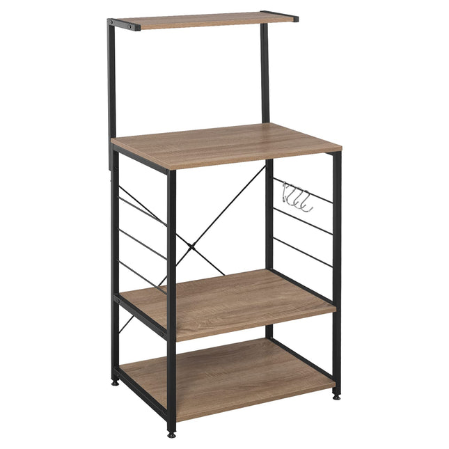 Derins Küchenregal Standregal Mikrowellenhalter Bäcker Regal Haushaltsregal,Schwarz + Hell Eiche RGB9285hei-c